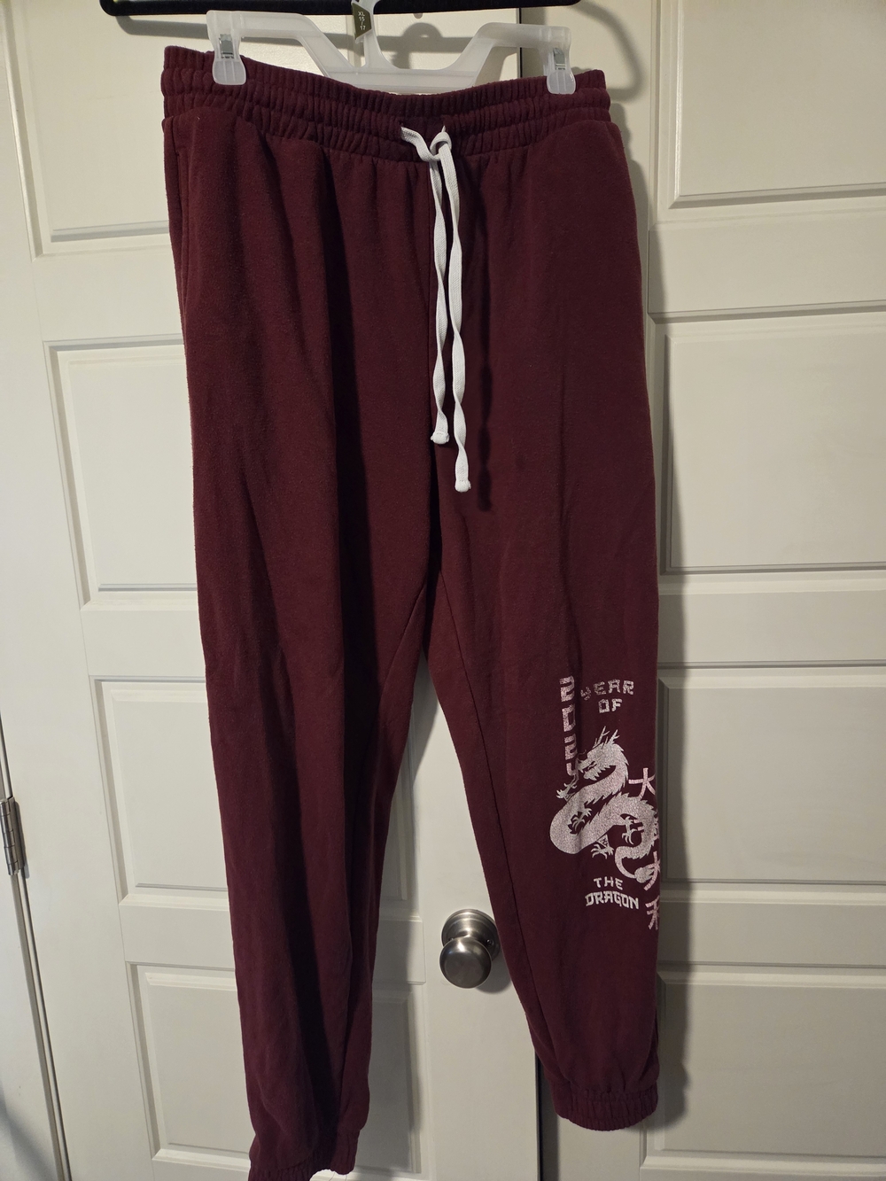 Grayson Threads Maroon Sweatpants with White Drawstring